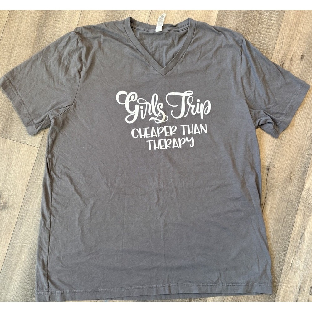 Bella + Canvas Women's 2XL Gray V-Neck Short Sleeve Graphic Quote T-Shirt